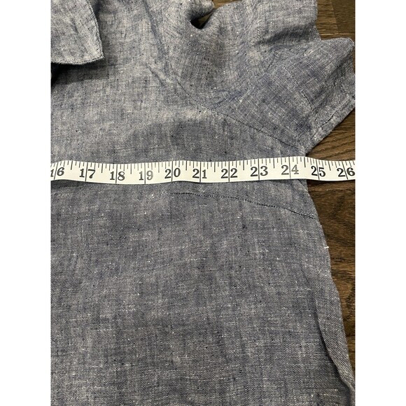 TAHARI BLUE 100% LINEN SHORT SLEEVE TUNIC SHIRT DRESS WOMEN SZ 1X - Picture 6 of 7